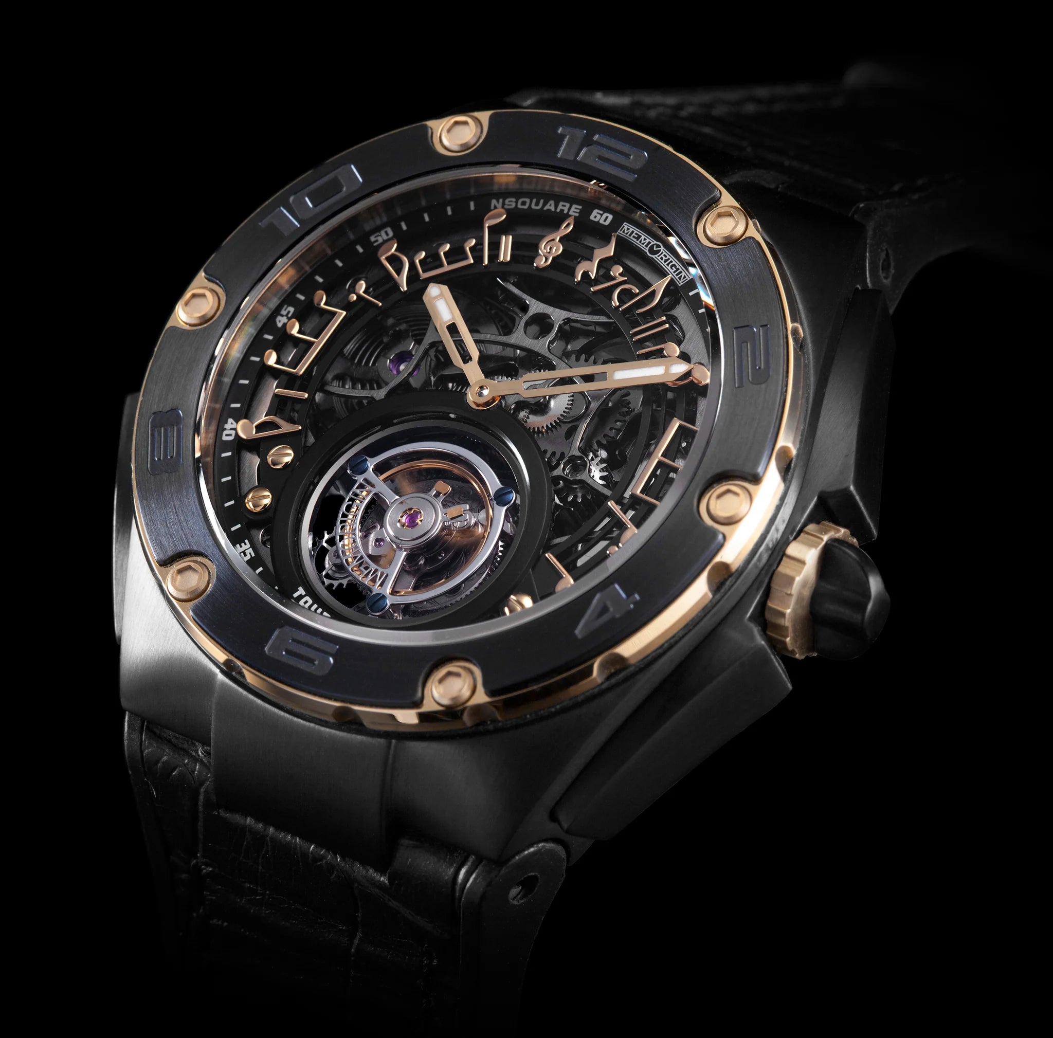Luxury Tourbillon watch with intricate design on a black background