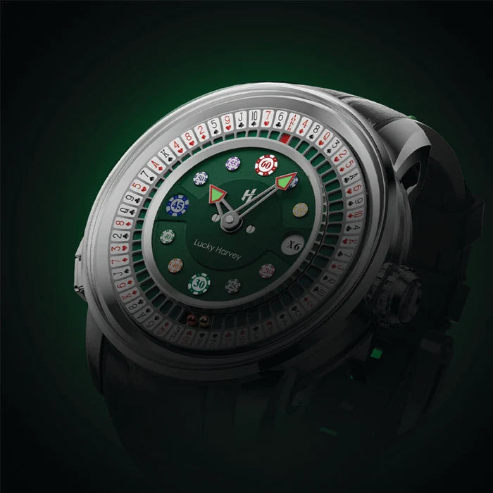 Luxury watch with intricate design on a dark background