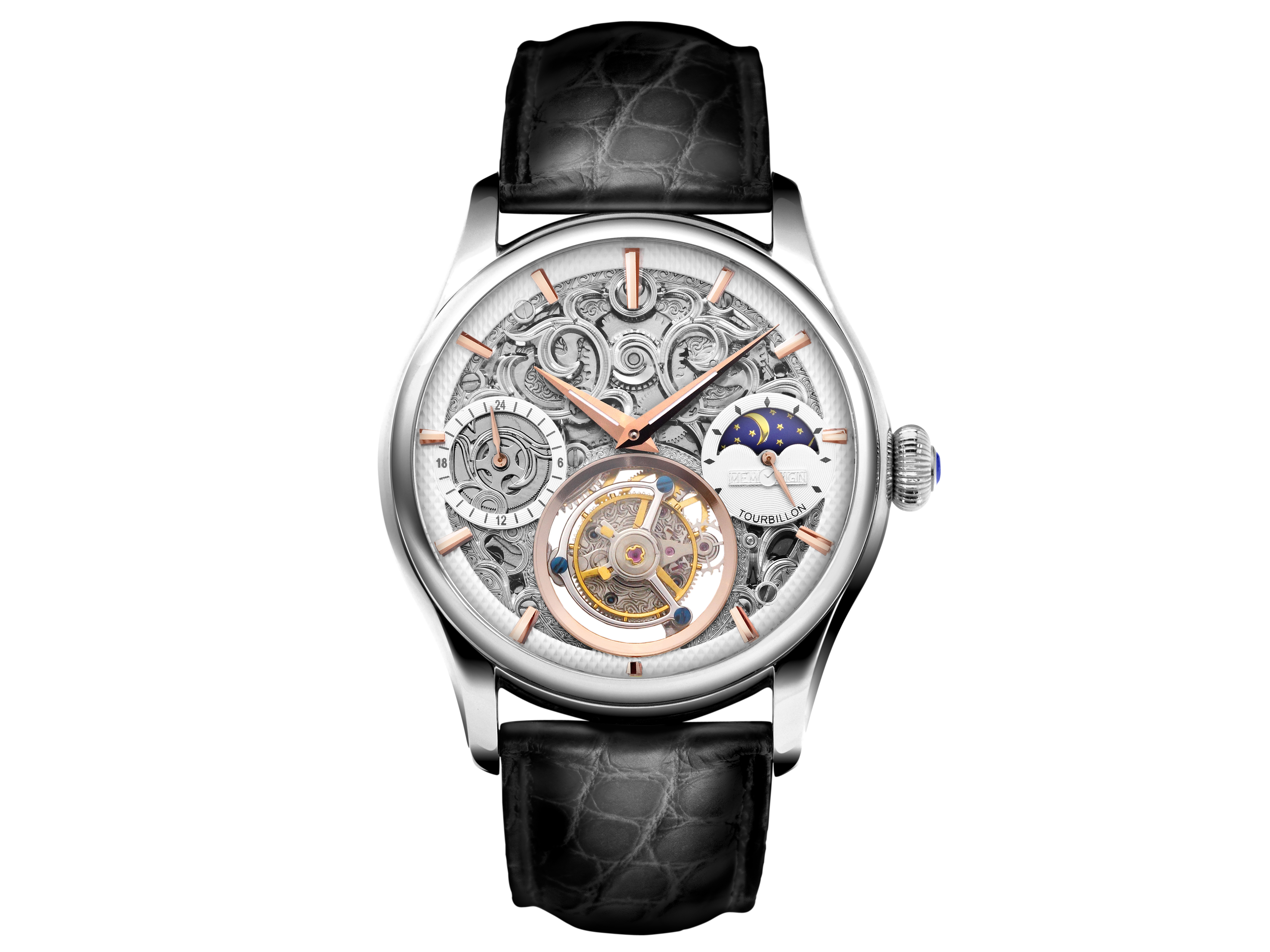 Memorigin Auspicious Plus Series Silver Tourbillon Watch 4894379060118
