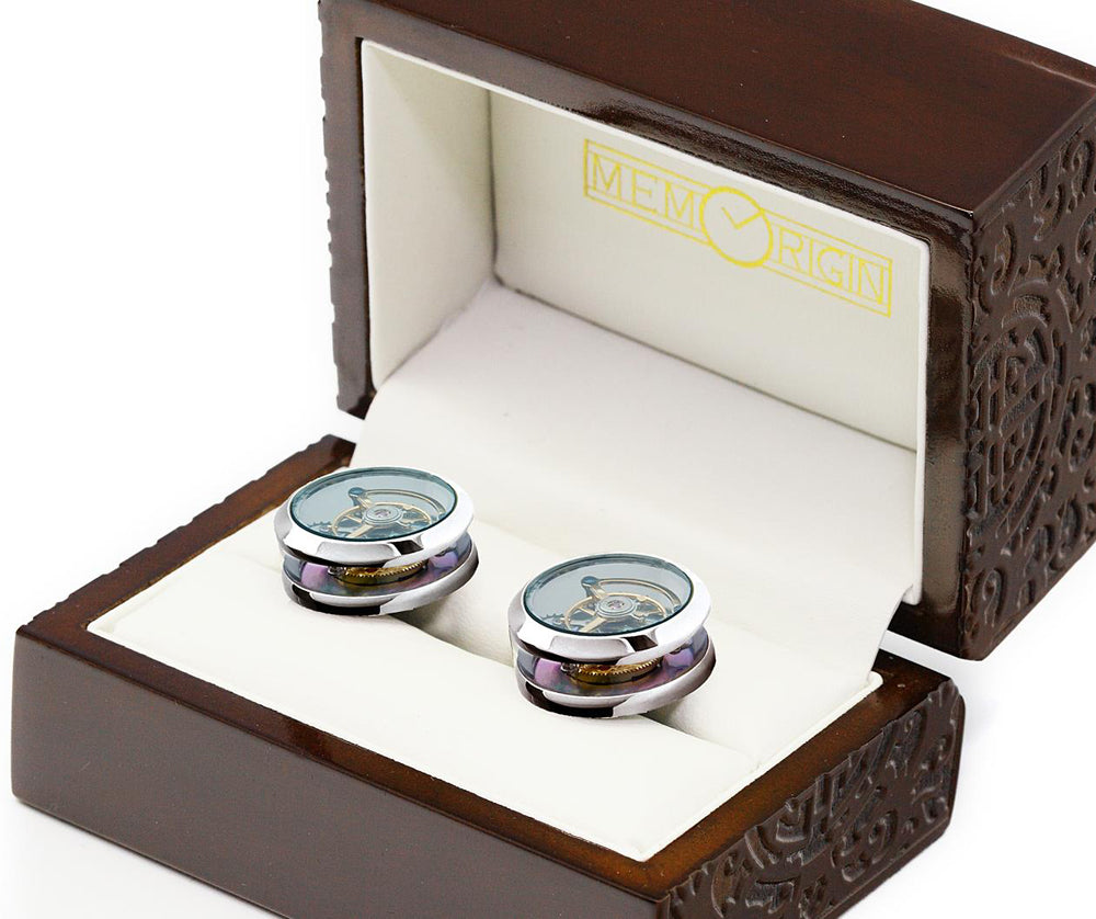 Memorigin Tourbillon Cufflink Real co-axial Tourbillon-cufflinks