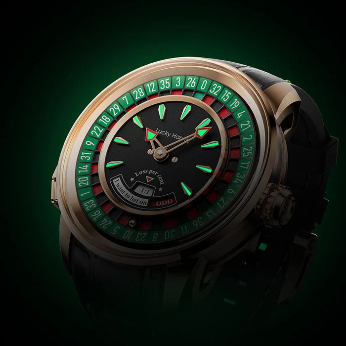 Luxury watch with unique design on a dark background