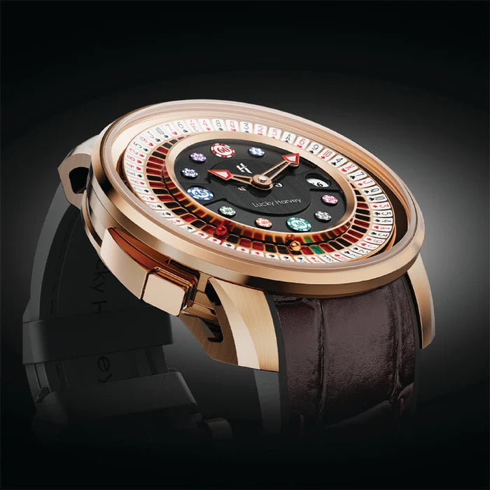 Luxury watch with a unique design on a dark background