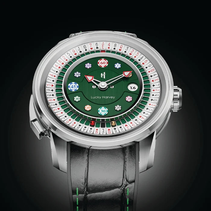 Luxury watch with unique design on a dark background
