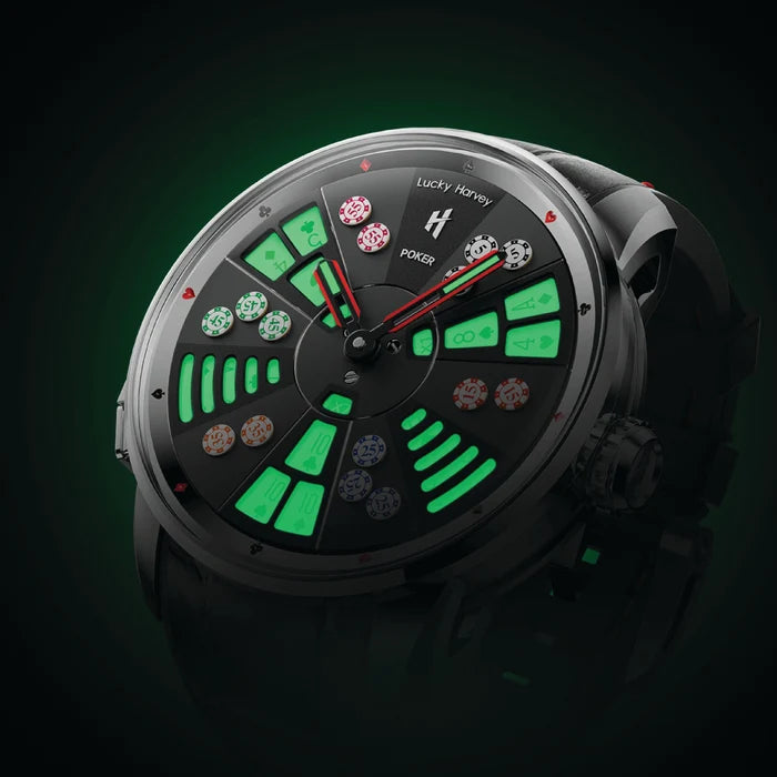 Wristwatch with a unique face design on a dark background
