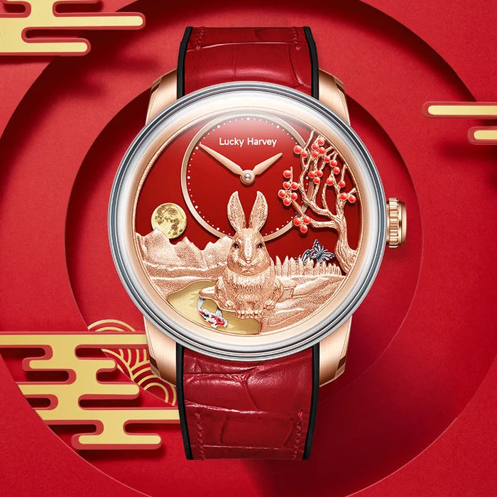 Lucky Harvey Craftsmanship Series Rose Gold Rabbit Limited Edition Automatic Watch