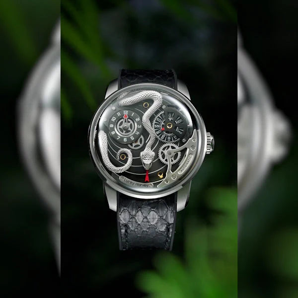 Luxury watch with intricate design on a dark background