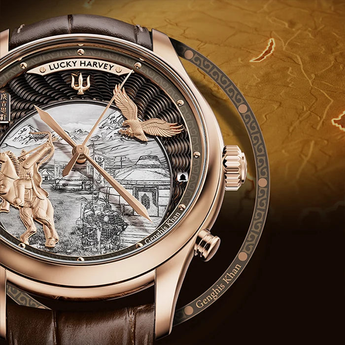 Lucky Harvey Rose Gold Titanium Chiming Genghis Khan