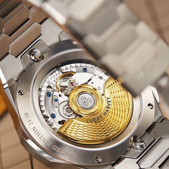 Lucky Harvey Muonionalusta Meteorite Dial Yellow Titanium Chiming
