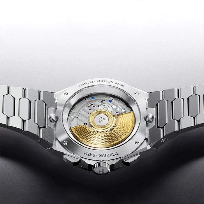 Lucky Harvey Muonionalusta Meteorite Dial Yellow Titanium Chiming