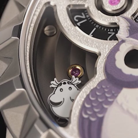 Lucky Harvey Silver Owl Automaton Watch