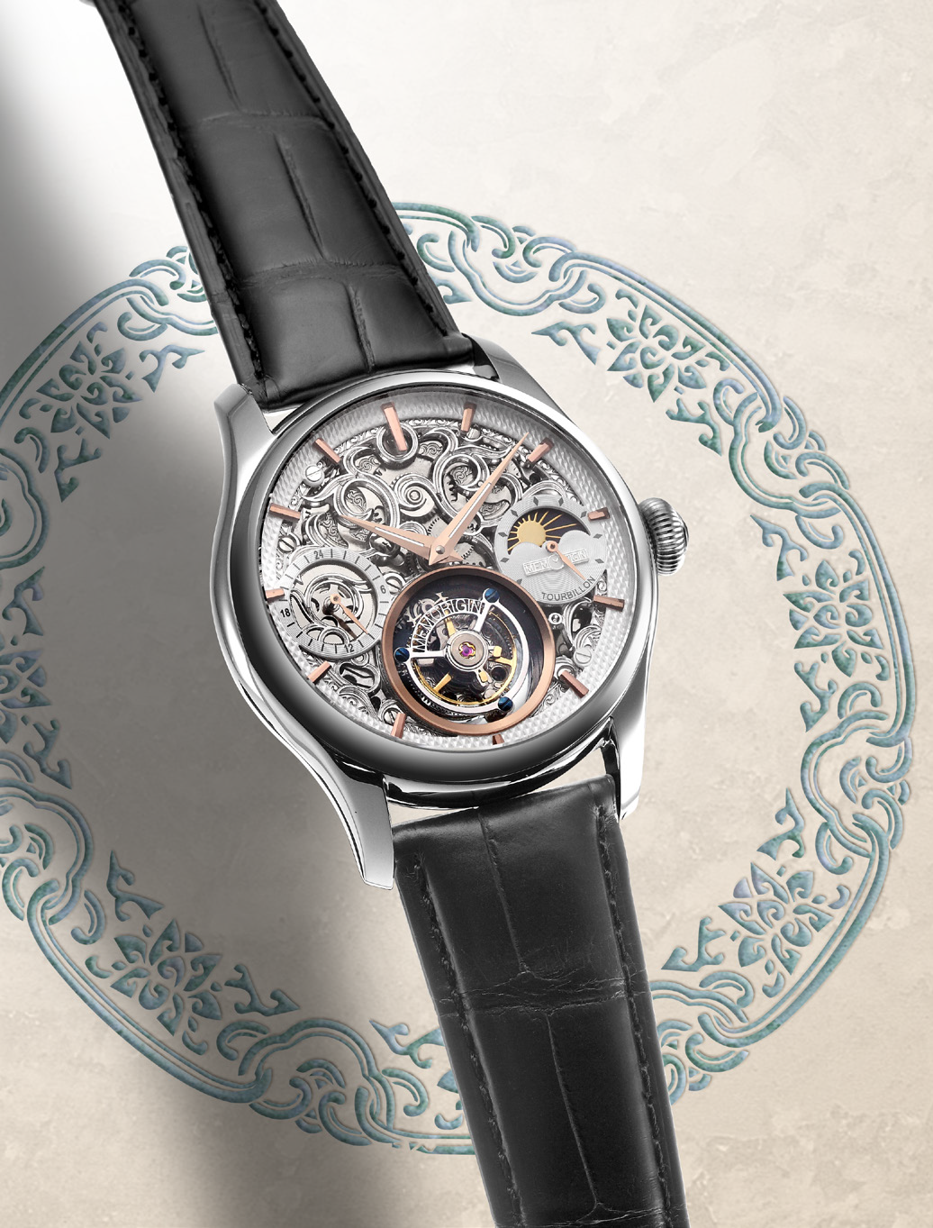 Memorigin Auspicious Plus Series Silver Tourbillon Watch 4894379060118