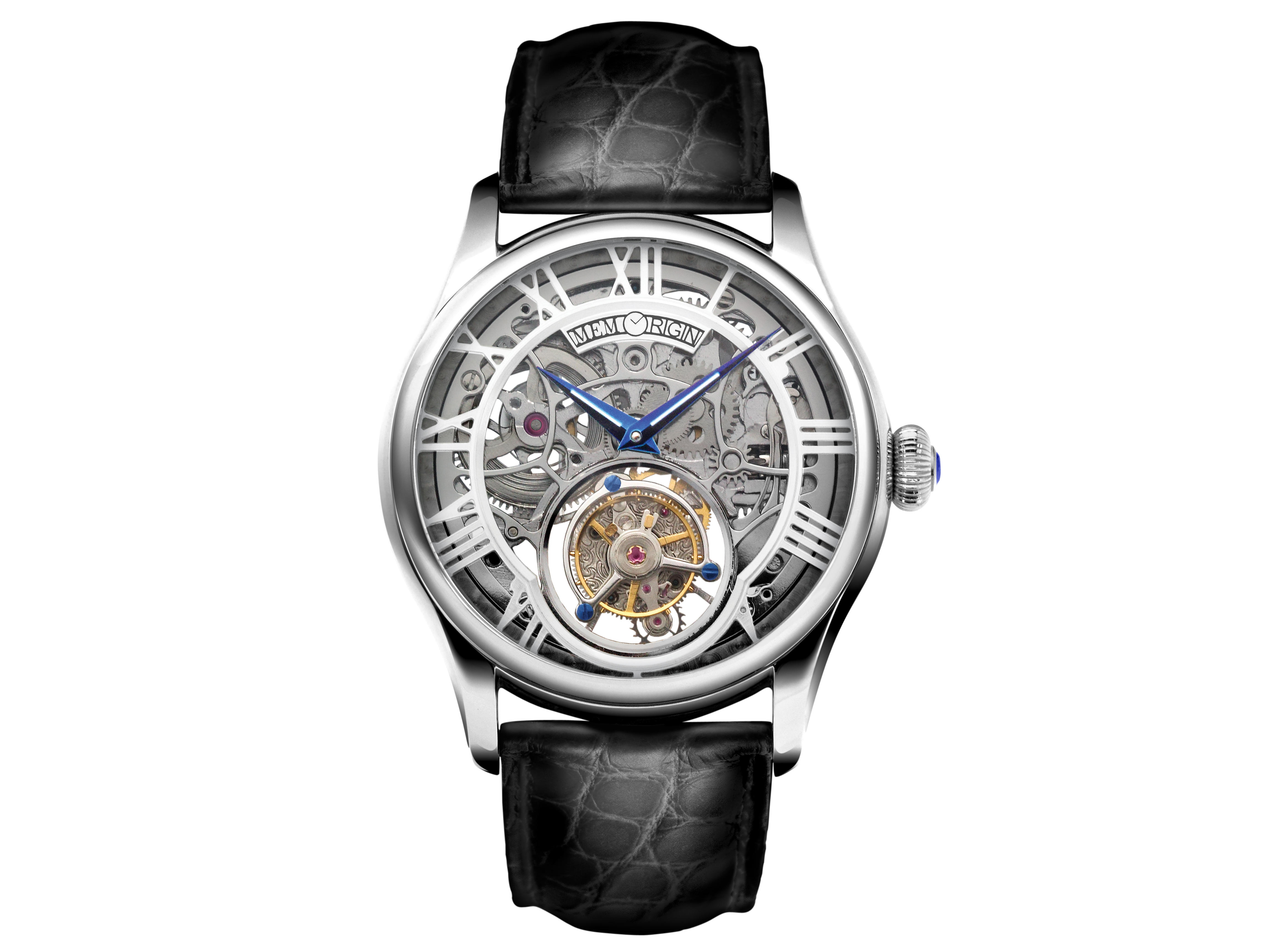 Memorigin Auspicious Series Silver Roman Index Tourbillon Watch 4894379050218