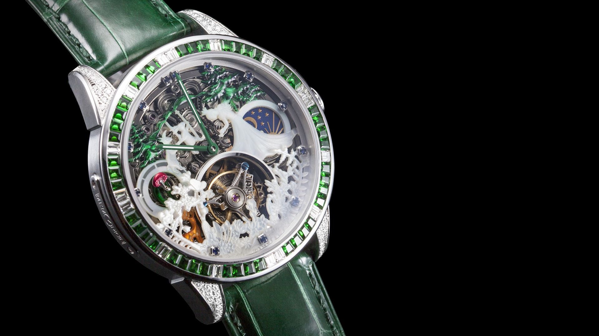Memorigin Qiqi Design Series – the spring of Vienna(Emerald) Tourbillon Watch 4894379225548